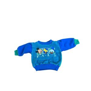 Vintage Disney Babies Mickey Mouse Pluto Donald Duck PALS Sweatshirt Blue 0-6M